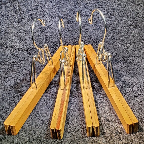 VINTAGE WOOD SKIRT HANGERS...BUNDLE OF FOUR...1980 ERA - Picture 1 of 2